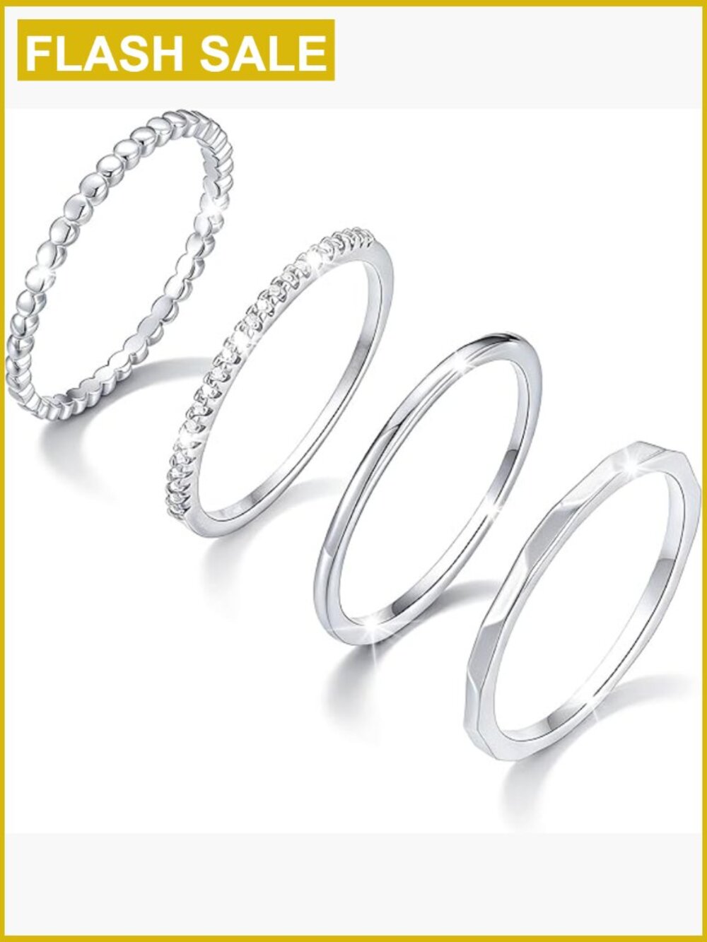 Stackable Wedding Band Ring Set Thin Dainty CZ Gold Plated Size 5-10
